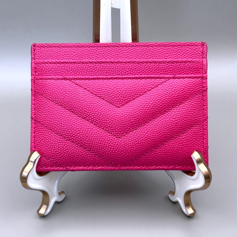 Saint Laurent YSL Monogram Quilted Leather Credit Card Case Shocking Pink - Picture 4 of 14